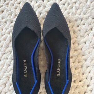 Rothy's Black Flats with Blue Trim